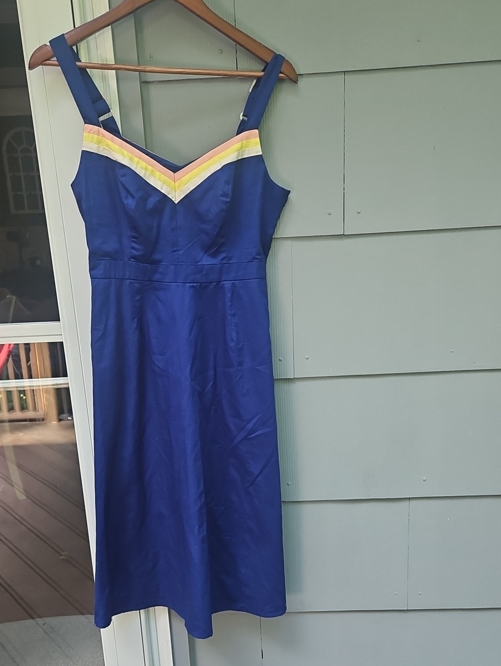 ModCloth Navy Midi Dress with Pastel Chevron Accent